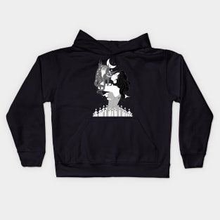 Witch And Cat Goth Art Kids Hoodie